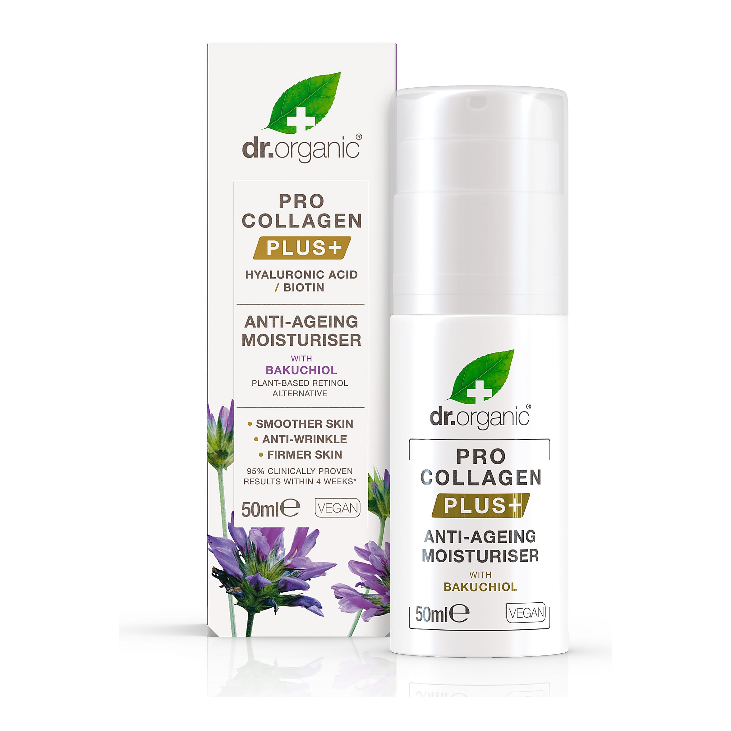 Dr. Organic Pro Collagen Hyaluronic Acid, Biotin Plus Bakuchiol 50ml